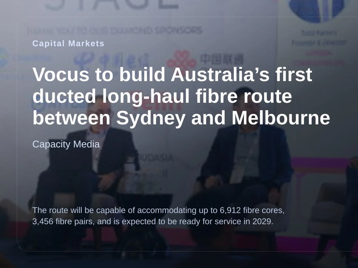Vocus to build Australia’s first ducted long-haul fibre route between Sydney and Melbourne editorial visual